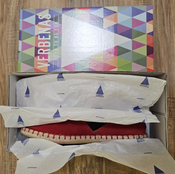 FUN VERBENAS Made In Spain, Suede Carmen Flat Espadrilles, Red - Picture 14 of 14